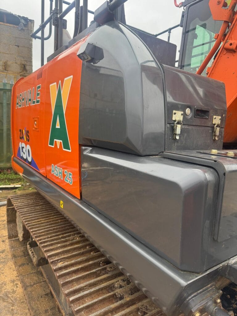 Orange and grey excavator on construction site
