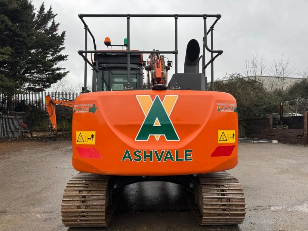 Ashvale branded orange excavator on construction site