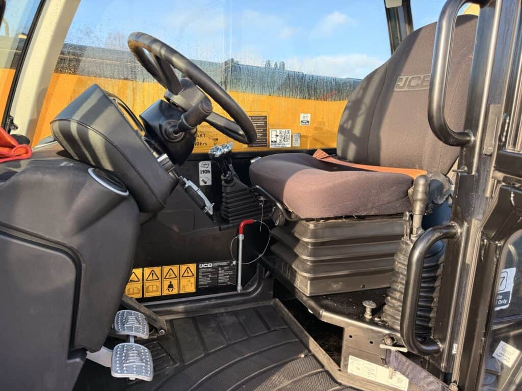 Interior cabin of a JCB construction vehicle